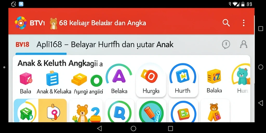 Tampilan antarmuka BTV168 yang menarik dan interaktif untuk anak.