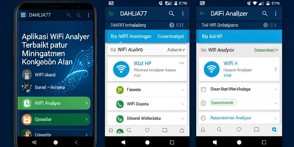 Screenshot DAHLIA77 menampilkan analisis lengkap jaringan WiFi dengan grafik interaktif.
