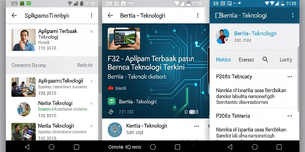 Antarmuka F32 menampilkan berita teknologi terbaru dan relevan.