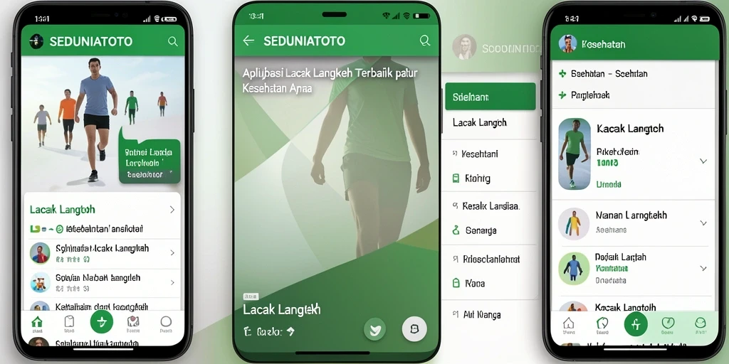 Tampilan antarmuka SEDUNIATOTO menampilkan statistik langkah yang jelas dan informatif.