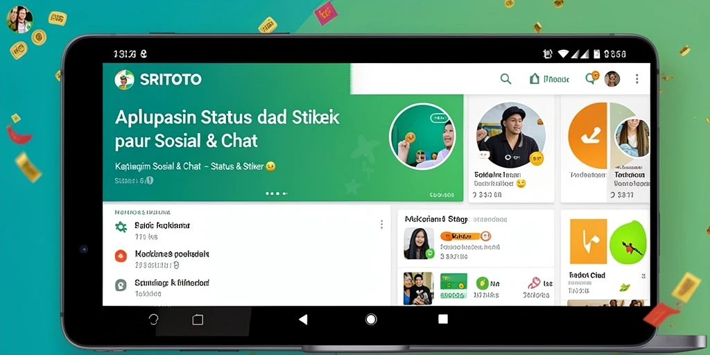 Tampilan antarmuka aplikasi SRITOTO dengan berbagai stiker menarik.