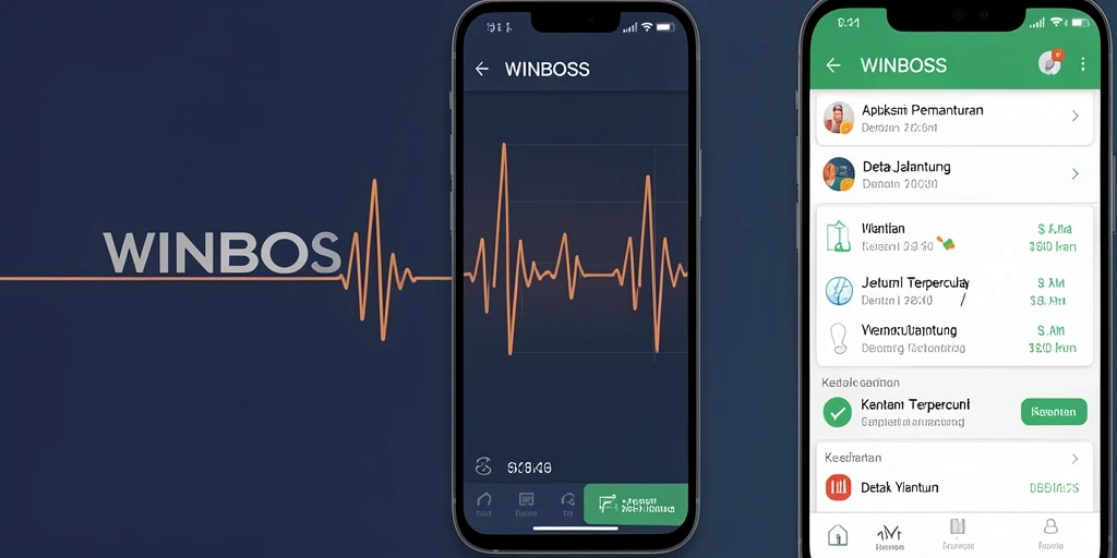 Antarmuka utama aplikasi WINBOSS dengan fitur pemantauan detak jantung.